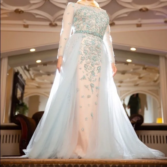 fitted lace wedding dress with long train Royal Train Lace Mermaid Wedding Dresses Long Sleeves Off The Shoulder   Lisposa